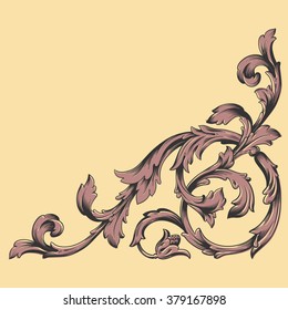 Vector design element: page decoration, Premium Quality and Satisfaction Guarantee Label, antique and baroque frames and floral ornament. Vector corner
