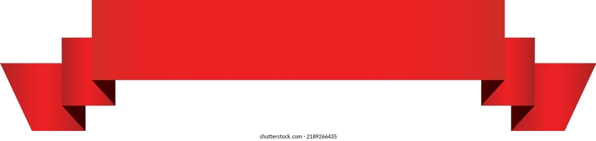 Vector Design Element - Red Colored Simple Ribbon Banner Label On White Background