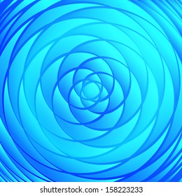 Vector design element in shape of circle for backgrounds. Stylized water surface close-up made of geometric forms in tints of blue. Abstract decorative illustration with concept of flower. Eps10