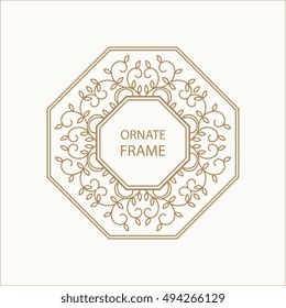 vector design element templates in trendy linear style.Vector vintage frame with place for text.