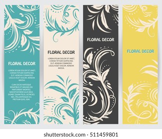 Vector design element templates in trendy linear style.Vector set card with place for text.
