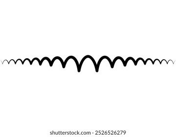 Vector design element of thin black line on white background. Amplitude. Modern vector background. Symmetrical black and white pattern. Sinusoid