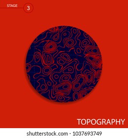 Vector design element. Topography map. Round format.