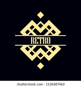 Elemento de diseño vectorial en estilo vintage y art deco con espacio para texto - marco geométrico abstracto, plantilla de embalaje para productos de lujo.