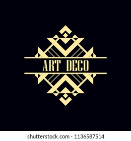 Vector design element in vintage and art deco style with space for text - abstract geometric frame, packaging template for luxury products.