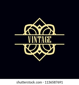 Vector design element in vintage and art deco style with space for text - abstract geometric frame, packaging template for luxury products.