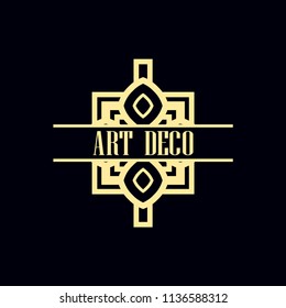 Vector design element in vintage and art deco style with space for text - abstract geometric frame, packaging template for luxury products.