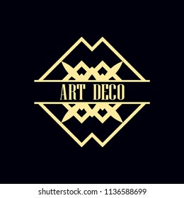 Vector design element in vintage and art deco style with space for text - abstract geometric frame, packaging template for luxury products.