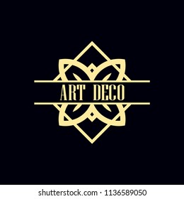 Vector design element in vintage and art deco style with space for text - abstract geometric frame, packaging template for luxury products.