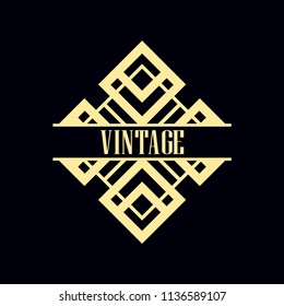 Vector design element in vintage and art deco style with space for text - abstract geometric frame, packaging template for luxury products.