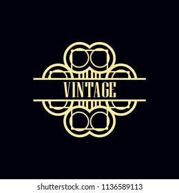 Vector design element in vintage and art deco style with space for text - abstract geometric frame, packaging template for luxury products.