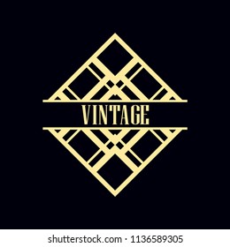 Vector design element in vintage and art deco style with space for text - abstract geometric frame, packaging template for luxury products.