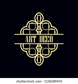 Vector design element in vintage and art deco style with space for text - abstract geometric frame, packaging template for luxury products.