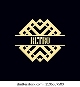 Vector design element in vintage and art deco style with space for text - abstract geometric frame, packaging template for luxury products.