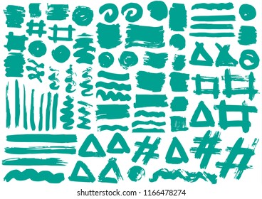 Vector design elements. Blue stripes, grunge. Handmade. Original textures, hand drawing. Brushes frames for text Waves