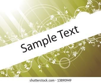 vector design elements and butterfly for sample text on green texture, wallpaper