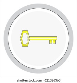 Vector design elements. Button. The key for the lock. Golden Key.
