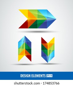 Vector Design elements. Color abstract icons. Glossy style. Origami elements