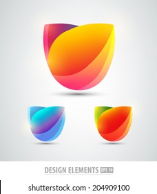  Elementos de diseño de vectores. Plantilla de diseño de logotipo colorido. Conjunto de formas de icono de color.Flores abstractas