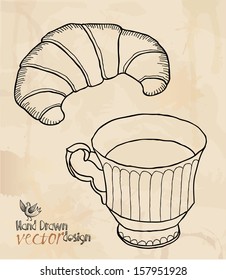 vector design elements, croissant, cup