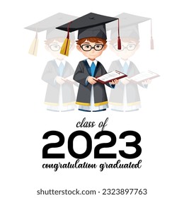 Vector design elements for graduation class of 2023.