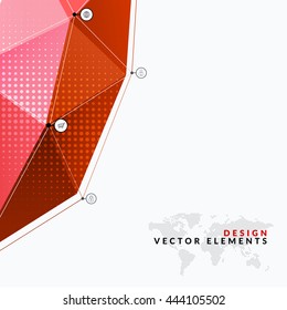 Vector Design Elements for graphic layout. Abstract background template with red triangles and polygons for business and communication in polygonal style with hi-tech concept. Modern poster.