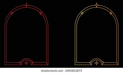 Vector of design elements and illustrations in simple linear style - boho arch logo design elements and frames for social media stories and posts