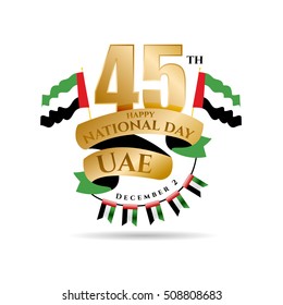 vector design elements labels badges on the theme of independence Day of the United Arab Emirates. happy national day. December 2nd 45th anniversary