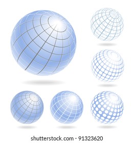 Vector design elements of light blue globes