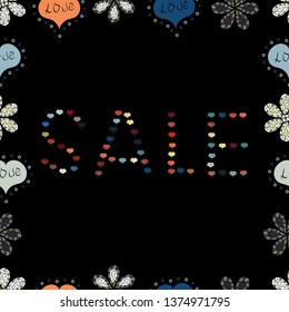 Vector. Design elements for Magazine, leaflet, billboard, sale. Lettering. Universal trend with gray, black and blue elements composition. Seamless.