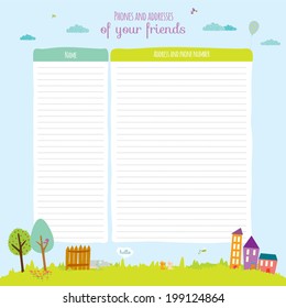 Vector design elements for notebook, diary, organizer and other school template design. Cute and cartoon illustration note papers, ready for your message. Summer, spring, sun, flower, sea, beach.