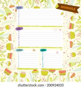 Vector design elements for notebook, diary, stickers and other template design. Cute and cartoon illustration, ready for your message. School accessories.