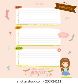 Vector design elements for notebook, diary, stickers and other template design. Cute and cartoon illustration, ready for your message. School accessories.