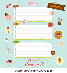 Vector design elements for notebook, diary, stickers and other template design. Cute and cartoon illustration, ready for your message. School accessories.