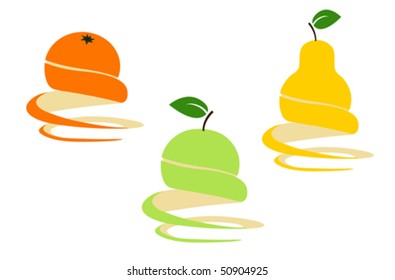 Vector design elements; orange, apple, pear