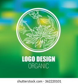 Vector design elements for organic natural logo - flowers and leafs design