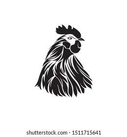 Vector design elements of roosters, suitable for restaurant logos, in color and black and white