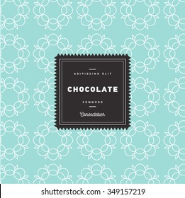 Vector design elements and seamless pattern for chocolate and cocoa packaging - labels and background, wallpaper in trendy  linear style. Pattern for cafe, sweet-shop, pastry shop