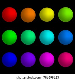 Vector design elements. Set of buttons on black background.