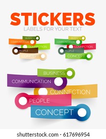 Vector design elements set of colour paper sticker icons, translucent plastic style. Can be used as background for any text, icon or message