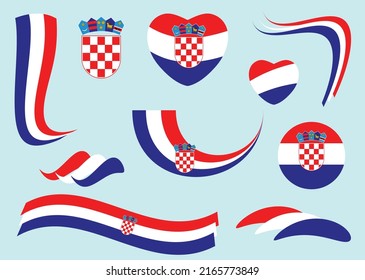 vector design elements - set of flags of Croatia - national symbol