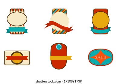 Vector design elements. Set of retro vintage labels. Stock iilustration on white isolated background.