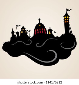 Vector design elements, silhouettes of  landscapes