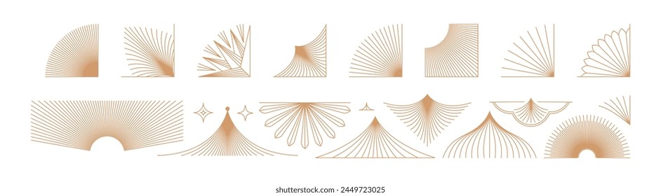 Elementos de diseño de Vector e ilustraciones simples en estilo lineal simple, Plantilla de embalaje y pegatinas, diseños mínimos para impresión de lámina dorada, productos orgánicos, cosméticos, tarjetas, invitaciones y p