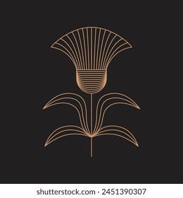 Vector design elements and simple illustrations in simple linear style, packaging template and stickers, minimal designs for golden foil printing, organic products, cosmetics, cards, invitations and p