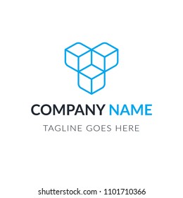 Vector design elements for your company logo, abstract blue icon. Modern logotipe, business corporate template.