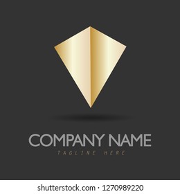 Vector design elements for your company logo, abstract gold diamond icon. Modern logotipe, business corporate template. 