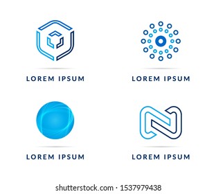 Vector design elements for your company logo set of blue icons. Modern logotype badges