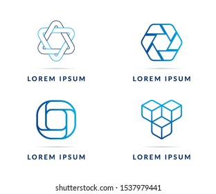 Vector design elements for your company logo set of blue icons. Modern logotype badges