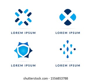 Vector design elements for your company logo. Set of blue modern badges